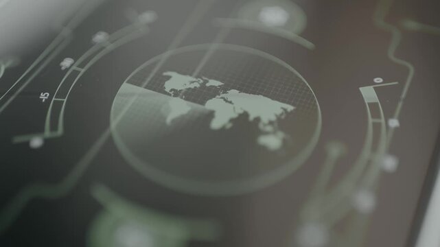 Futuristics radar interface representing scanning and geolocation