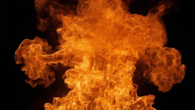Super Slow Motion of Fire Blast Isolated on Black Background. Filmed on High Speed Cinema Camera, 1000 fps. Vertical Aspect Ratio.
