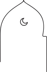 Simple line drawing of a mosque dome with a crescent moon © Nishu