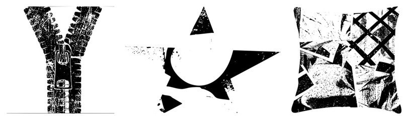 Naklejka premium Fragmented polygonal forms in, stylized vector art, graphic design elements, halftone texture, modern minimalism, isolated shapes.