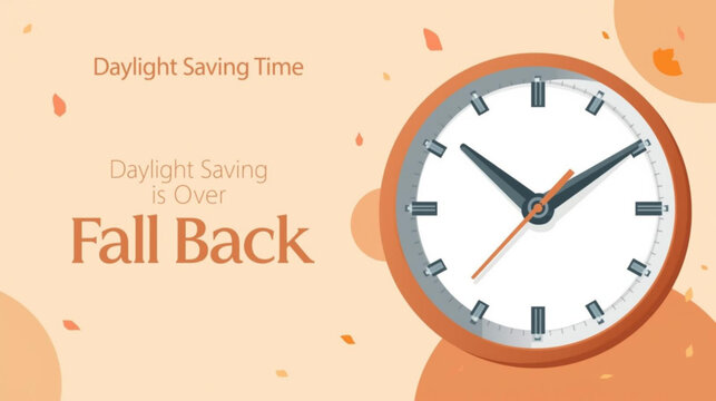 Fall Back. daylight saving time ends 2026 background or banner design template. Daylight Saving Time is Over. The clock turns back one hour on March 29, 2026. Fall back concept banner. Vector