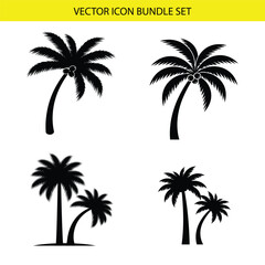 Fototapeta premium Set of 4 palm tree icons vector