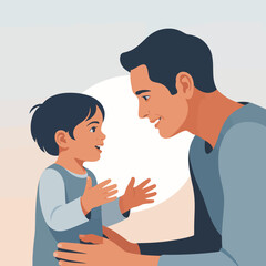 Obraz premium A father and his young child are depicted in a candid moment of bonding.