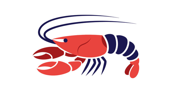 Red Lobster Illustration with Blue Stripes.