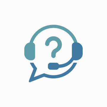 Help desk icon with question mark and speech bubble for support and assistance