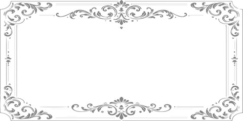 Fototapeta premium Vintage floral ornament vector frame set with ornate scroll swirls and decorative black flower border elements for wedding art design