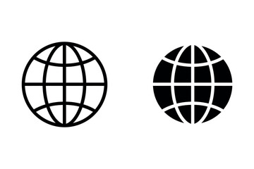 Obraz premium A pair of simple globe icons in black and white