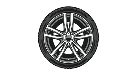 Fototapeta premium Car Alloy Wheel with Silver Spokes.