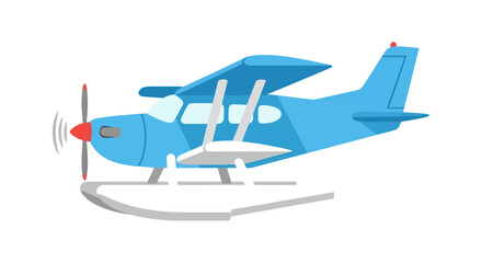 Blue Cartoon Seaplane with Propeller. © TDF CREATIVE