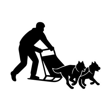 Mushers driving dog sled team racing competition
