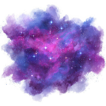 Cosmic nebula in vivid colors isolated on transparent background