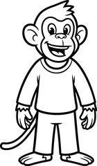 Fototapeta premium Smiling cartoon monkey in casual wear