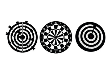 Three dartboards with varying designs and targets for game play © graphixarrow