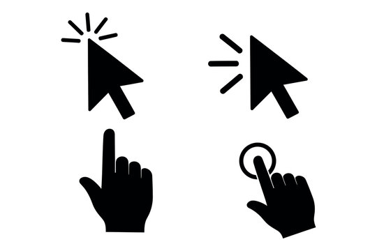 Computer mouse and hand cursor icons for user interface interactions