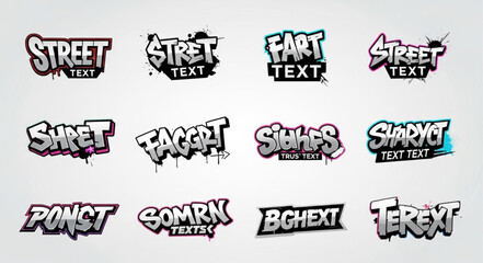 Fototapeta premium Graffiti Text Designs Collection - Street Art Typography.