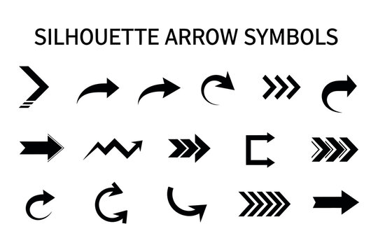 Collection of various black arrow symbols and icons in different directions