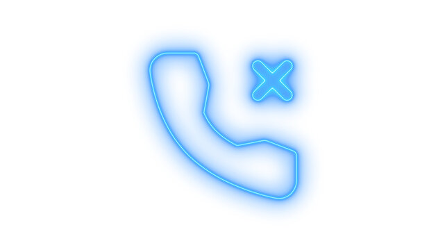 Glowing neon phone call end icon isolated on transparent background. Decline call. Hang up. Disconnect. Reject. Communication. Error.