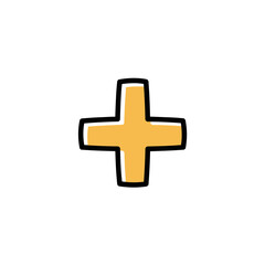 Obraz premium Hand Drawn Yellow Plus Sign Icon vector illustration