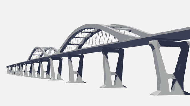 Architectural Design of Concrete Bridge vector illustration