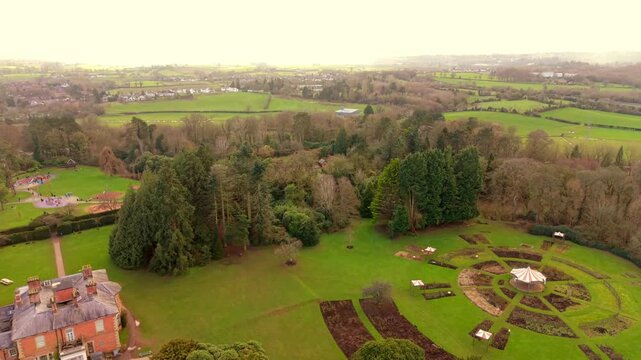 Reversing 4K 60FPS aerial video of Sir Thomas and Lady Dixon Park in Belfast, Northern Ireland on a sunny day. Produced with Rec709 color.