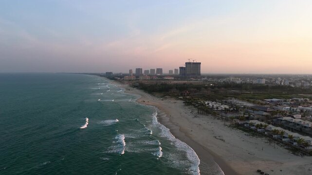 Drone view of less crowded space in Da Nang