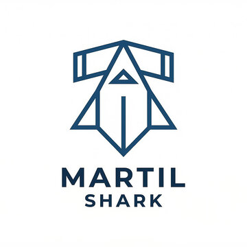Minimalist hammerhead shark logo vector illustration featuring a simple geometric hammerhead shark icon with clean lines and modern flat design style. This modern marine predator logo uses solid color