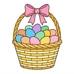 easter eggs in basket illustration 