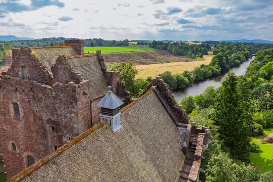 View from Doune Castle roof over River Teith