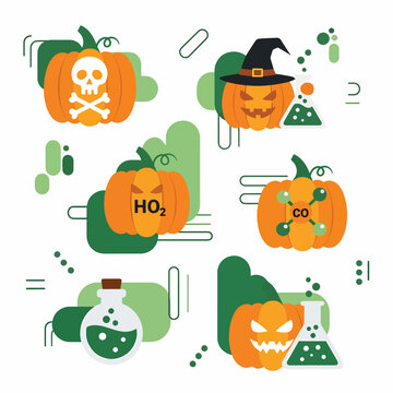 Halloween Pumpkin Chemistry Flat Design