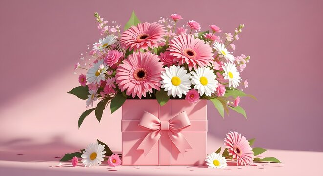 Beautiful pink and white flowers bouquet for mothers day gift ideas