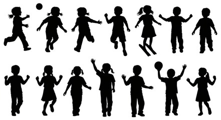 Fototapeta premium Children Playing Silhouette Clip Art.