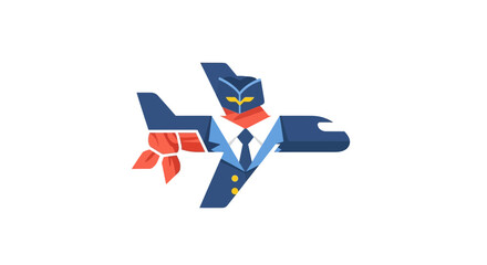 Airplane Pilot Character Logo Concept: Aviation Career and Travel © kadal