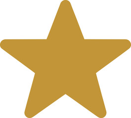 Gold star rating symbol isolated on white for achievement.