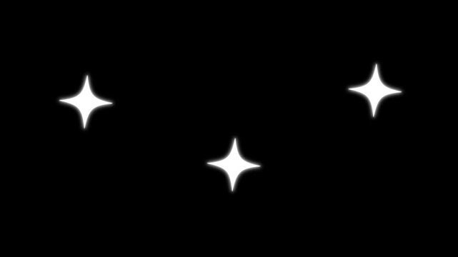 Retro twinkle star animation, shiny sparkling pop animation,  festive glitter overlay, smooth seamless loop, retro blink motion, black background 4k high quality footage.
