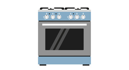 Obraz premium Flat design of a blue and grey gas stove with oven
