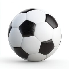 Fototapeta premium Soccer ball sits on a white surface showing black and white panels in a round shape used for sports and games at any time of day