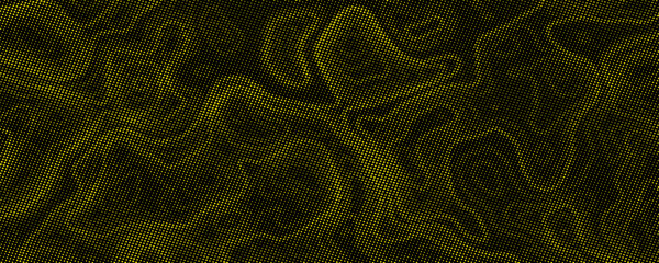 Abstract Black and Yellow Halftone Topographic Map Background with Dotted Texture. vector illustration © raudatul