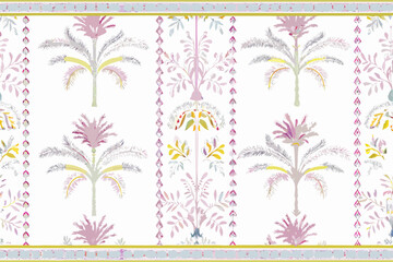 Floral pattern with stylized plants and delicate pastel colors © bashanti