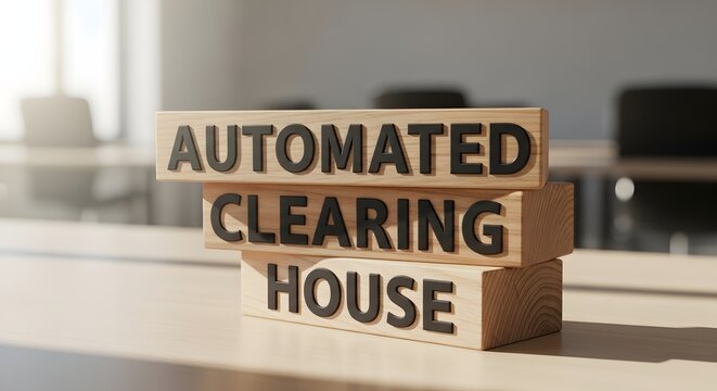 Automated Clearing House (ACH) Concept: Wooden Blocks with Text