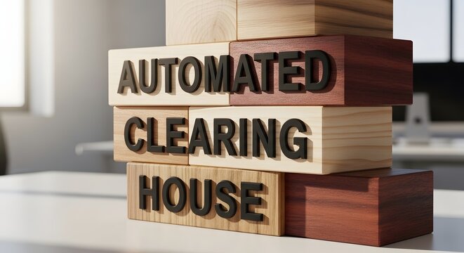 Automated Clearing House (ACH) Concept: Wooden Blocks with Text
