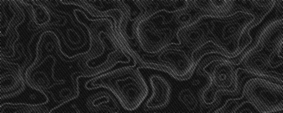 Abstract Black and White Halftone Topographic Map Background with Dotted Texture. vector illustration