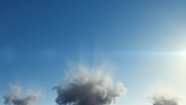 Dramatic Dark Smoke Plume Erupting into Bright Sunny Sky Representing Grief Release and Catharsis