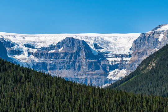 Majestic glacier and mountain landscape along Glacier Parkway Alberta