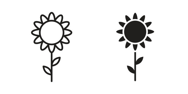 Sunflower icon in a simple line art style. EPS10