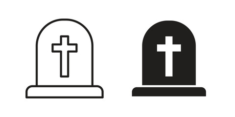 Obraz premium Tombstone icon in a simple line art style. EPS10