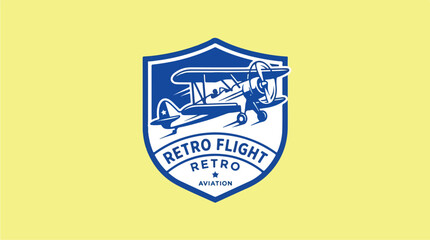 Retro Flight Aviation Biplane Emblem Logo Design. © alisya