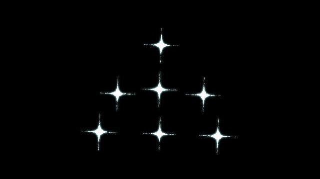 4k 2d twinkling white cartoon stars sparkling, sparkle star light, fast magic twinkle motion, cartoon blinking flat vector doodle glowing light, shining twinkle effect on black screen background