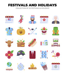 Fototapeta premium Festivals and Holidays. Collection of 25 Festive Icons