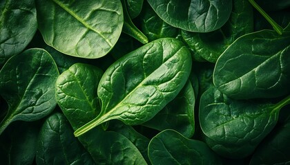 Obraz premium Fresh Spinach Leaves in a Bowl, Healthy and Nutritious Green Food for Vegan and Vegetarian Diets