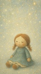 Whimsical doll amidst stars mobile wallpaper